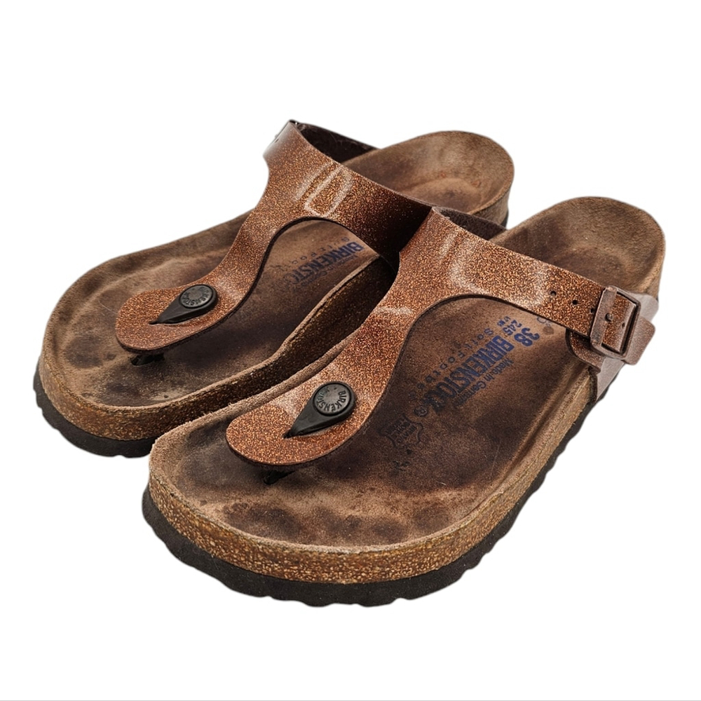 Birkenstock Brown Metallic Gizeh Thong Sandals